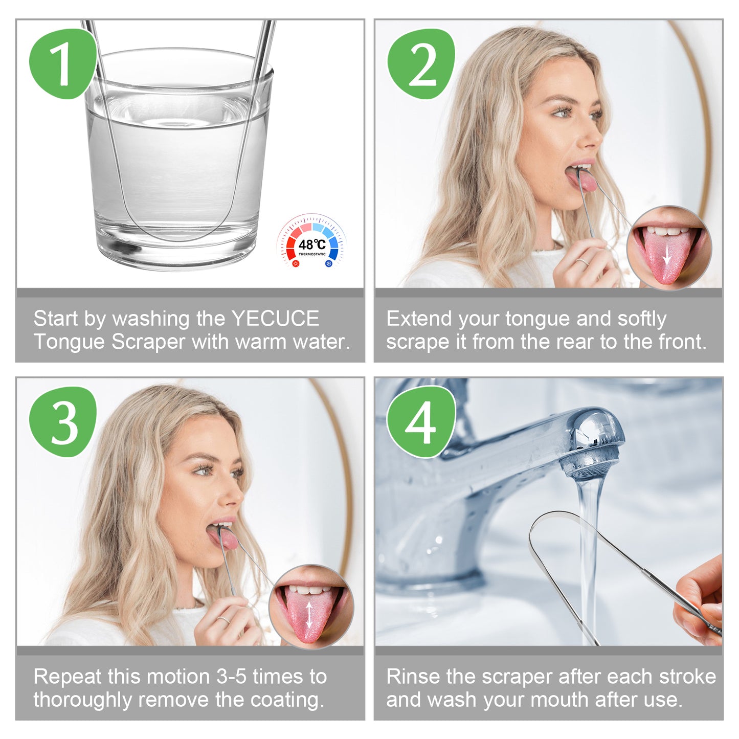 YECUCE tongue scraper C (silver) + C (silver) set With Travel Case