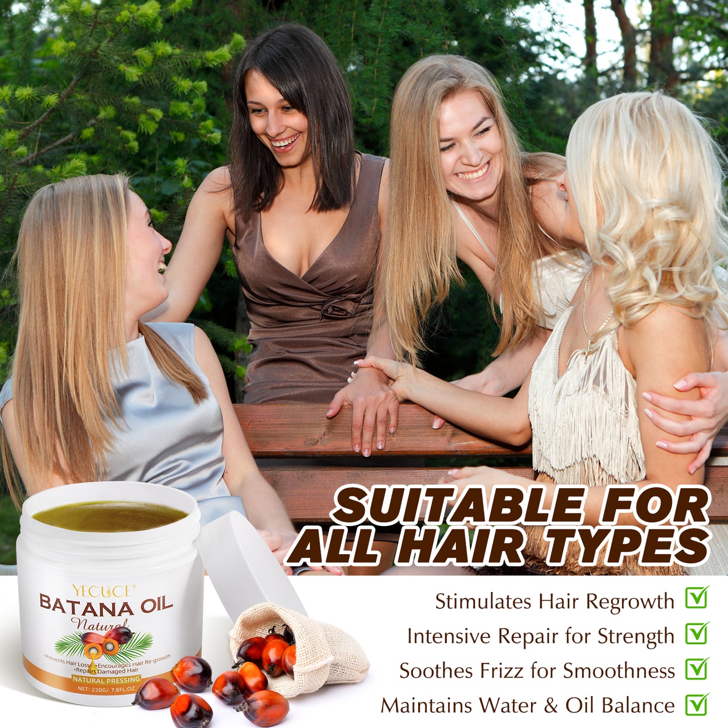 Yecuce Raw Batana Oil for Hair Growth, 220g Pure & Organic Batana Oil from Honduras, Stimulate Hair Growth, Prevent Hair Loss, Eliminates Split Ends for Men & Women