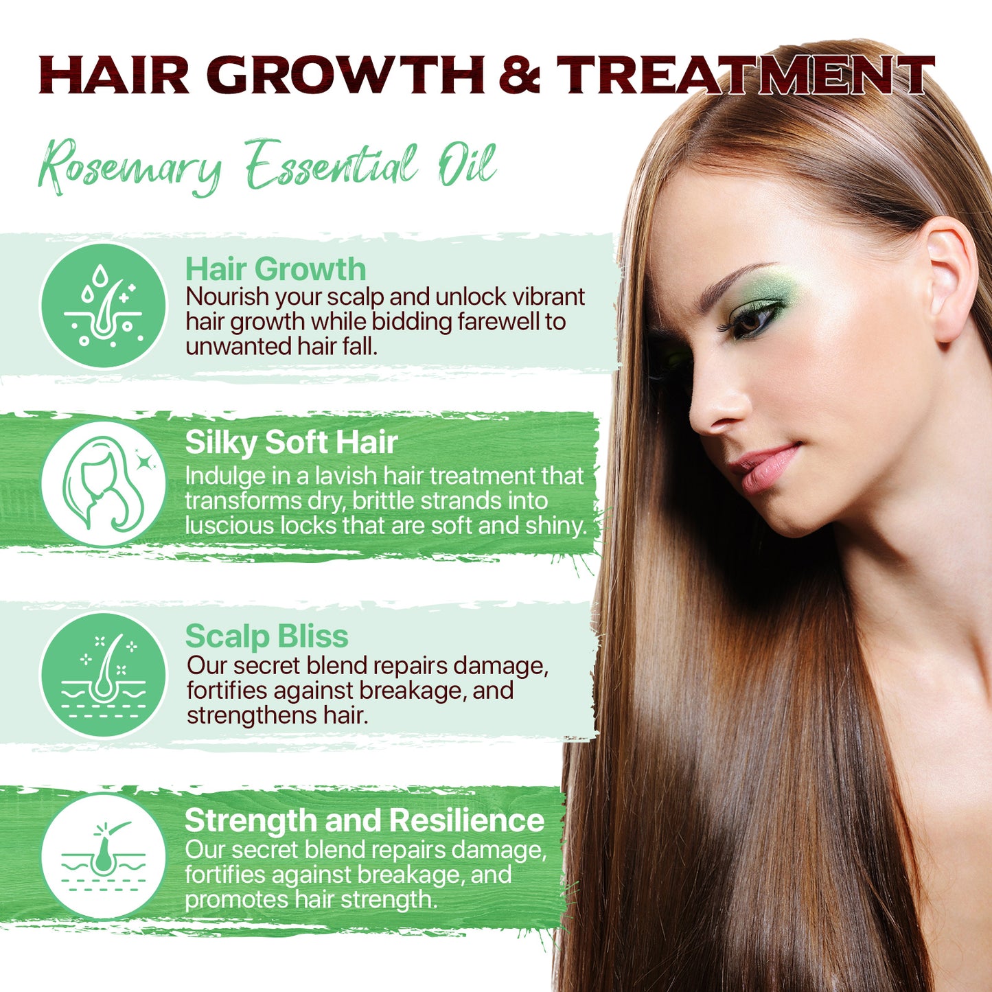 Yecuce Rosemary Oil for Hair Growth, 100% Pure Organic Rosemary Oil for Eyebrow and Eyelash, Nourishes The Scalp, Improves Blood Circulation,Rid of Itchy & Dry Scalp, Hair Care Oil 60ml