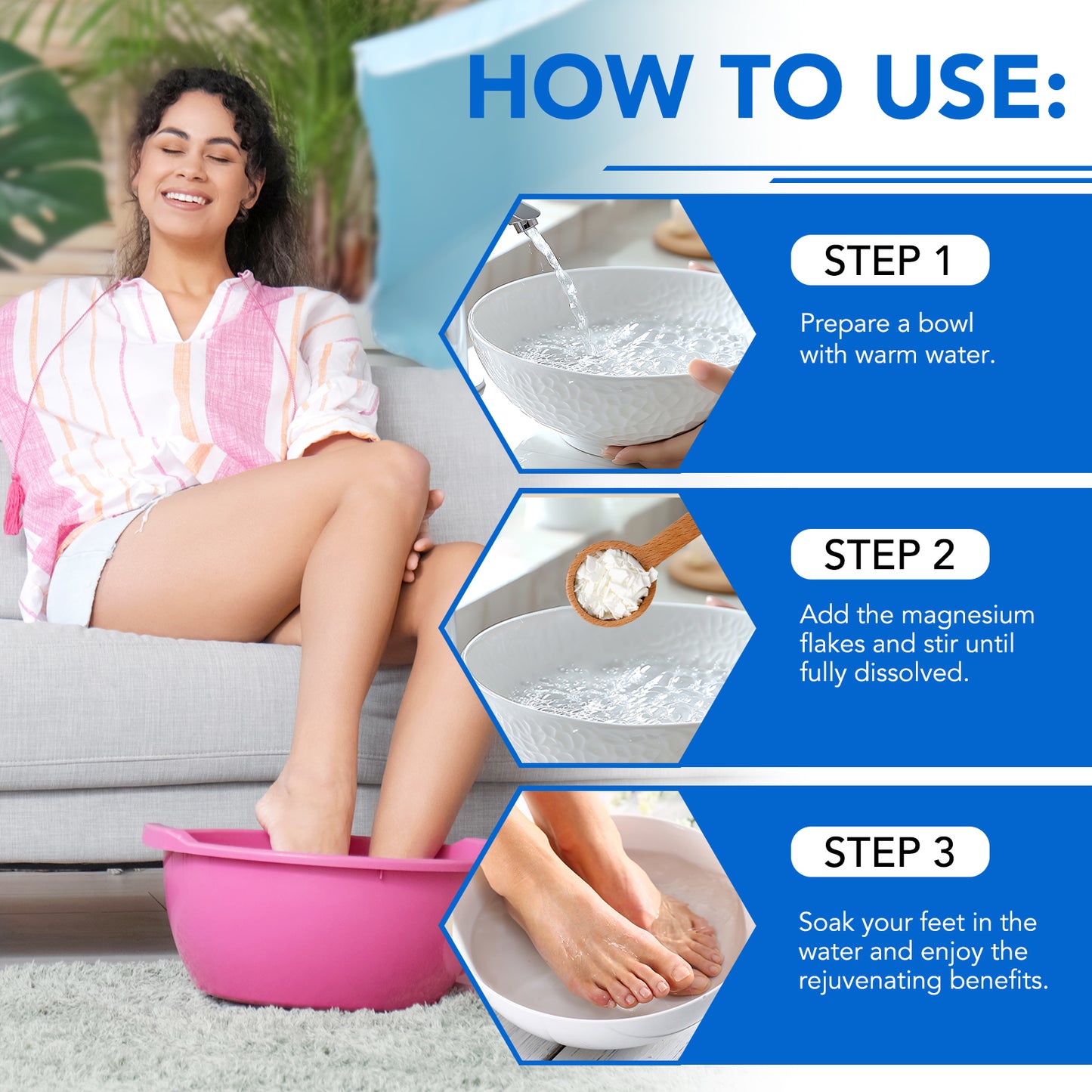 Yecuce Magnesium Flakes for Bath,Organic Pure Magnesium Bath Flakes Great for Foot & Body Bath Soaks- Soak in Natural Salts High-Absorption Efficiency for Relaxation