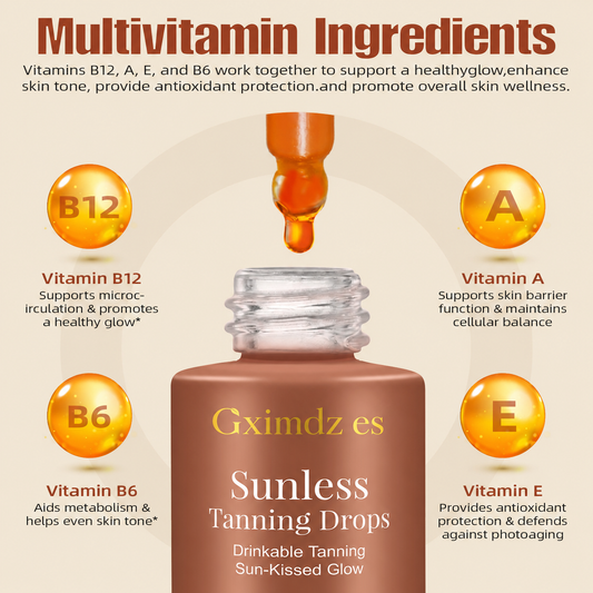 Tanning Drops To Drink, Self Tanner Drops for Face & Body, Natural Sun-Kissed Glow, Sunless Tanner with Organic & Natural Ingredients for All Skin Types, Watermelon Flavor (1PCS)