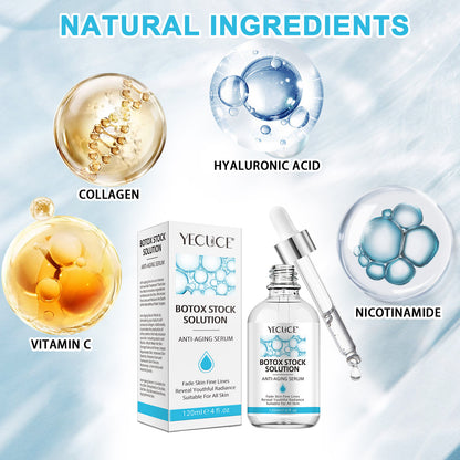 Yecuce Botox Face Serum, Botox Stock Solution Facial Serum with Vitamin C & Hyaluronic acid, Instant Face Lift & Anti Aging Collagen Serum - Reduce Fine Lines, Wrinkles,120ml
