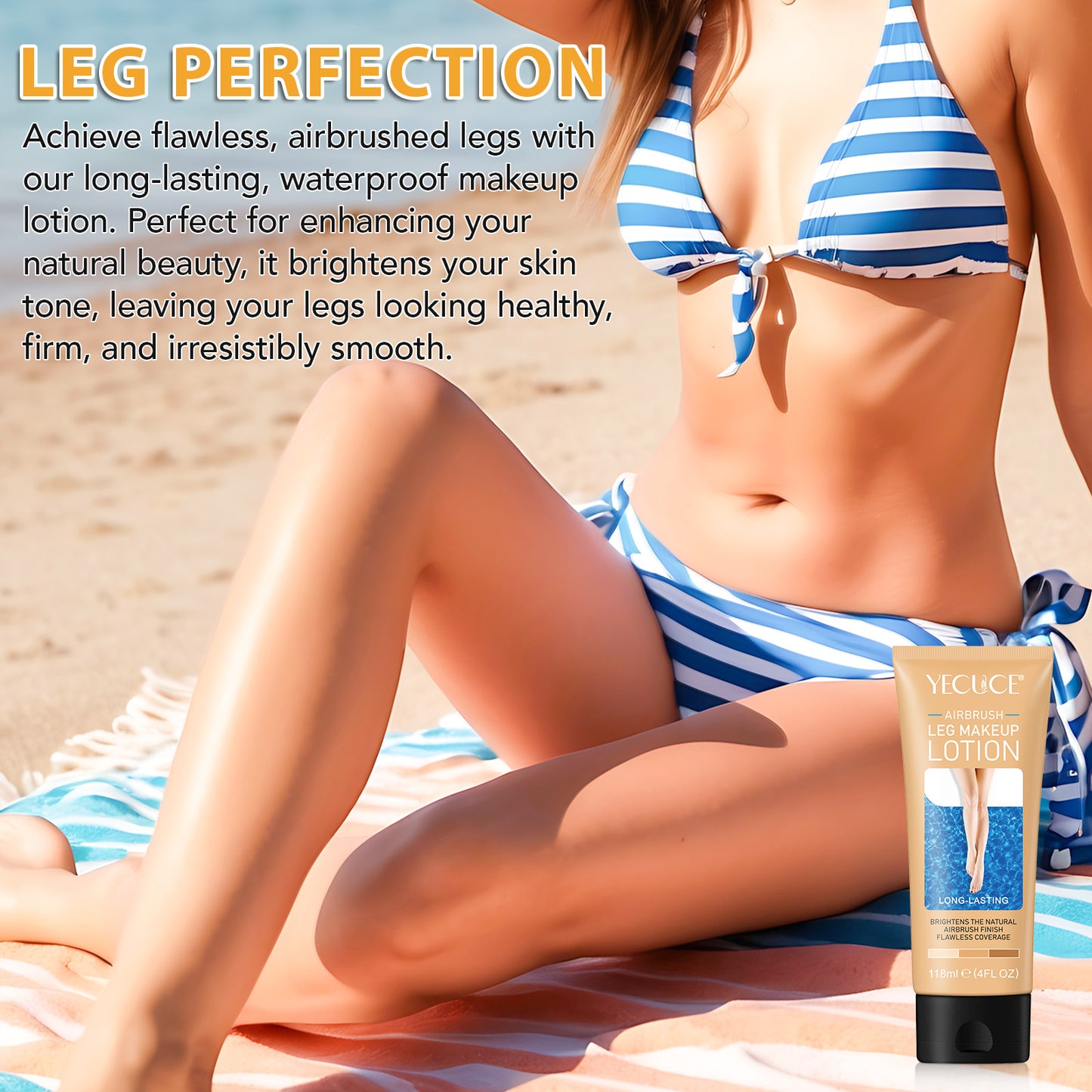 Yecuce AIRBRUSH,LEG MAKEUP LOTION,LONG-LASTING,BRIGHTENS THE NATURAL AIRBRUSH FINISH FLAWLESS COVERAGE,118ml