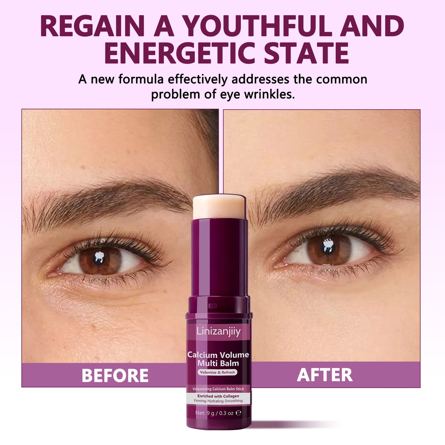 Calcium Multi Balm Stick, 2 PCS Calcium Volume Multi Balm, Anti-aging, Hydrating, Collagen Stick for Face, Eyes, Neck