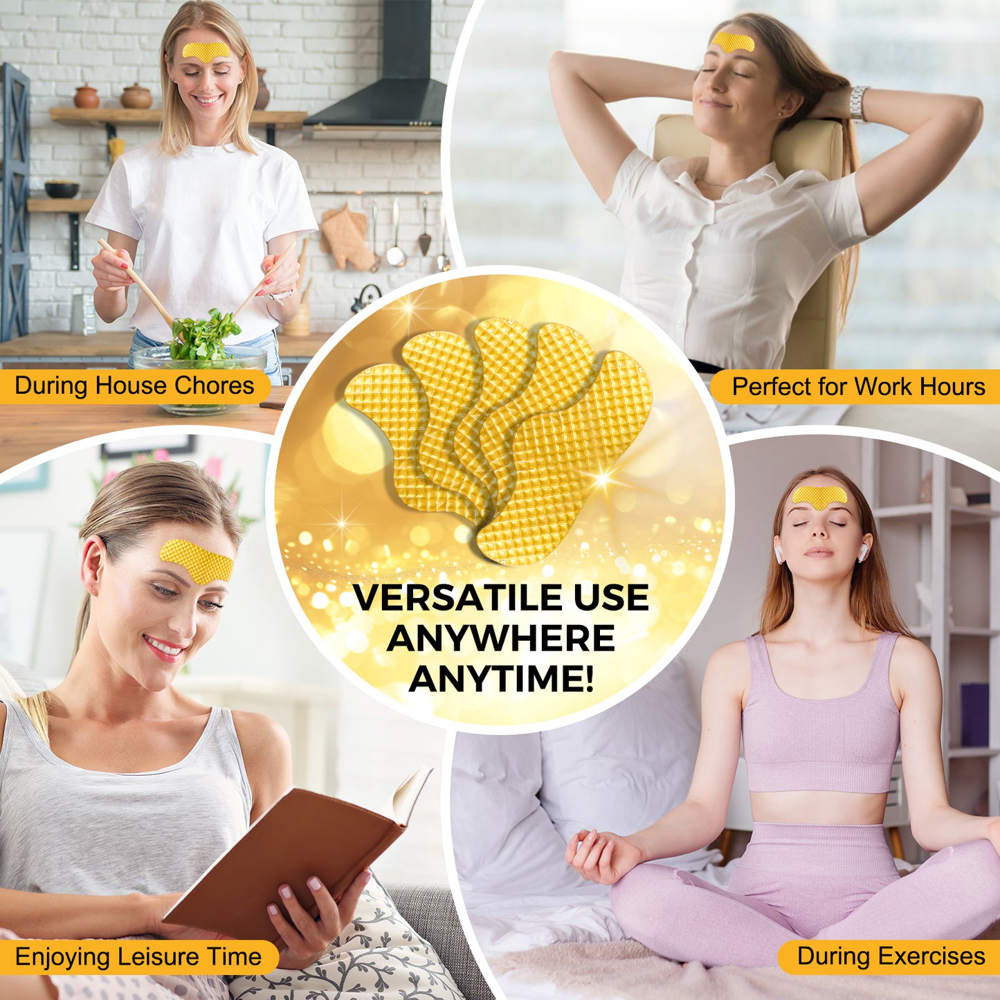 Yecuce 24K Gold Forehead Wrinkle Patches Collagen 12pcs - Deeping Hydrating & Firming - Silky Smooth Texture -Anti Wrinkle Treatment -Dual Collagen Revival