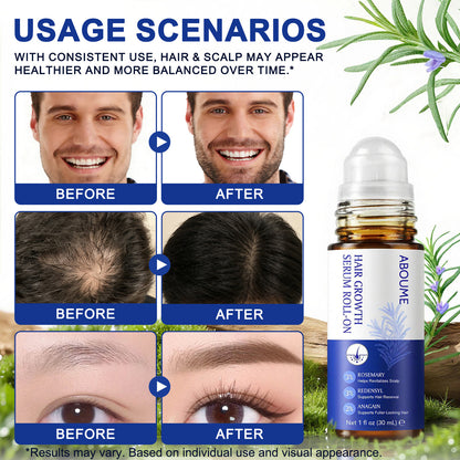 Hair Growth Serum Roll On, Hair Growth Serum Rosemary Oil Helps Hair Growth for Men and Women, Support Scalp Health, Fast-Absorbing, Non-Greasy (1PCS)