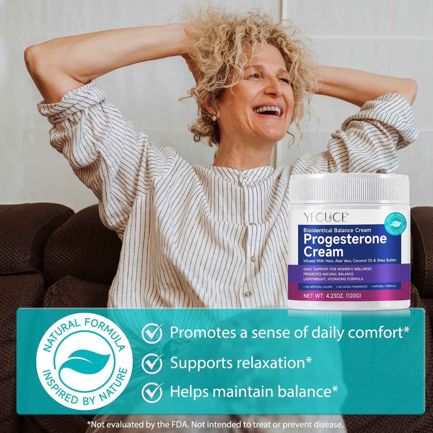 YECUCE Progesterone Cream 120G,Bioidentical Balance Cream,Infused With Msm, Aloe Vera, Coconut Oil & Shea Butter