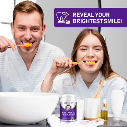 Yecuce Purple Teeth Whitening Powder for Removing Stains, Deep Cleansing, Freshening Breath | Fluoride-Free Enamel Safe, Remineralizing | Mint Flavor, 1.76 Oz/50 G