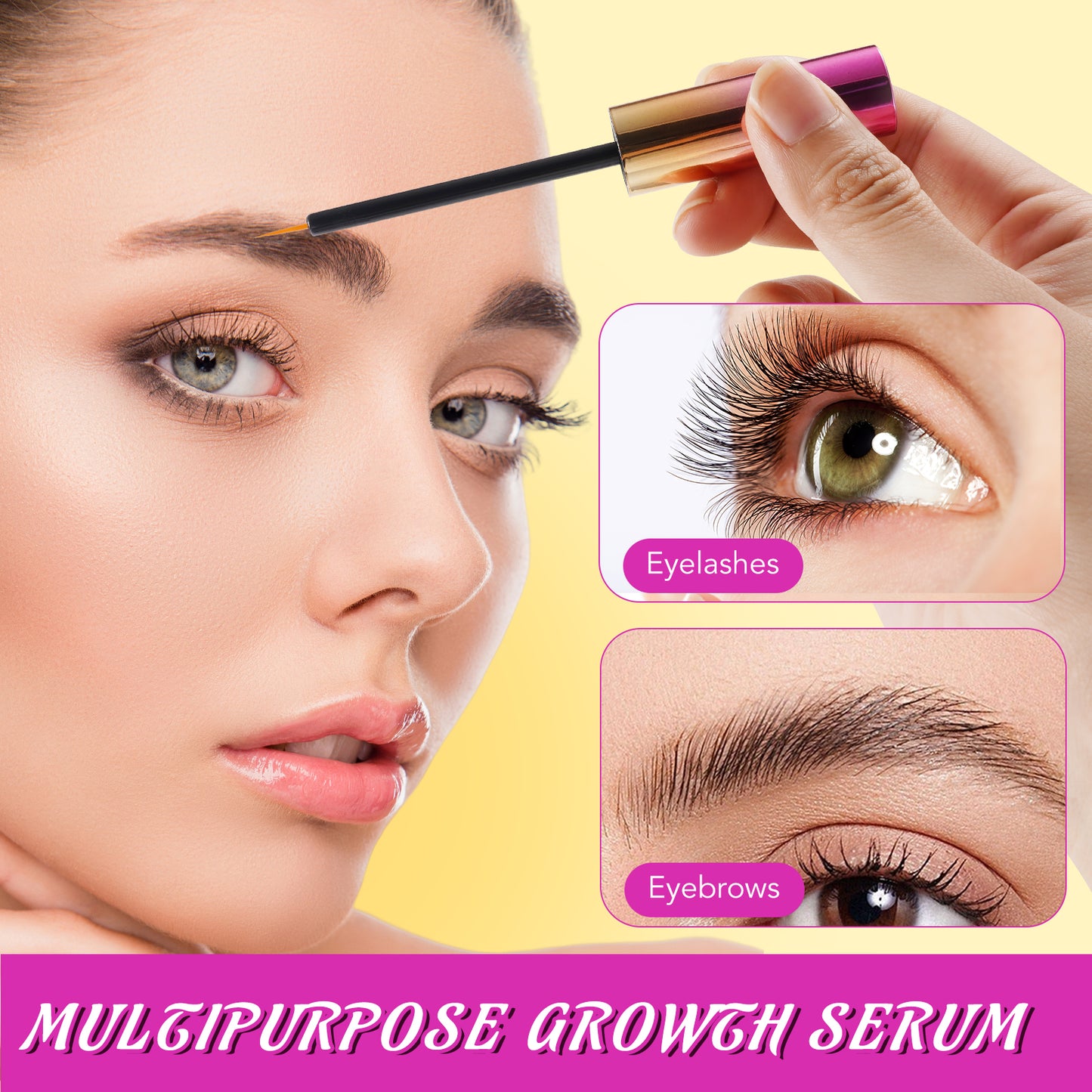 Yecuce Lash Serum - 5ml Rapid Eyelash Growth Serum,eyelash serum,Lash Serum for Eyelash Growth Thickness, Stronger, Healthier Lashes & Brows, Vegan & Cruelty-Free