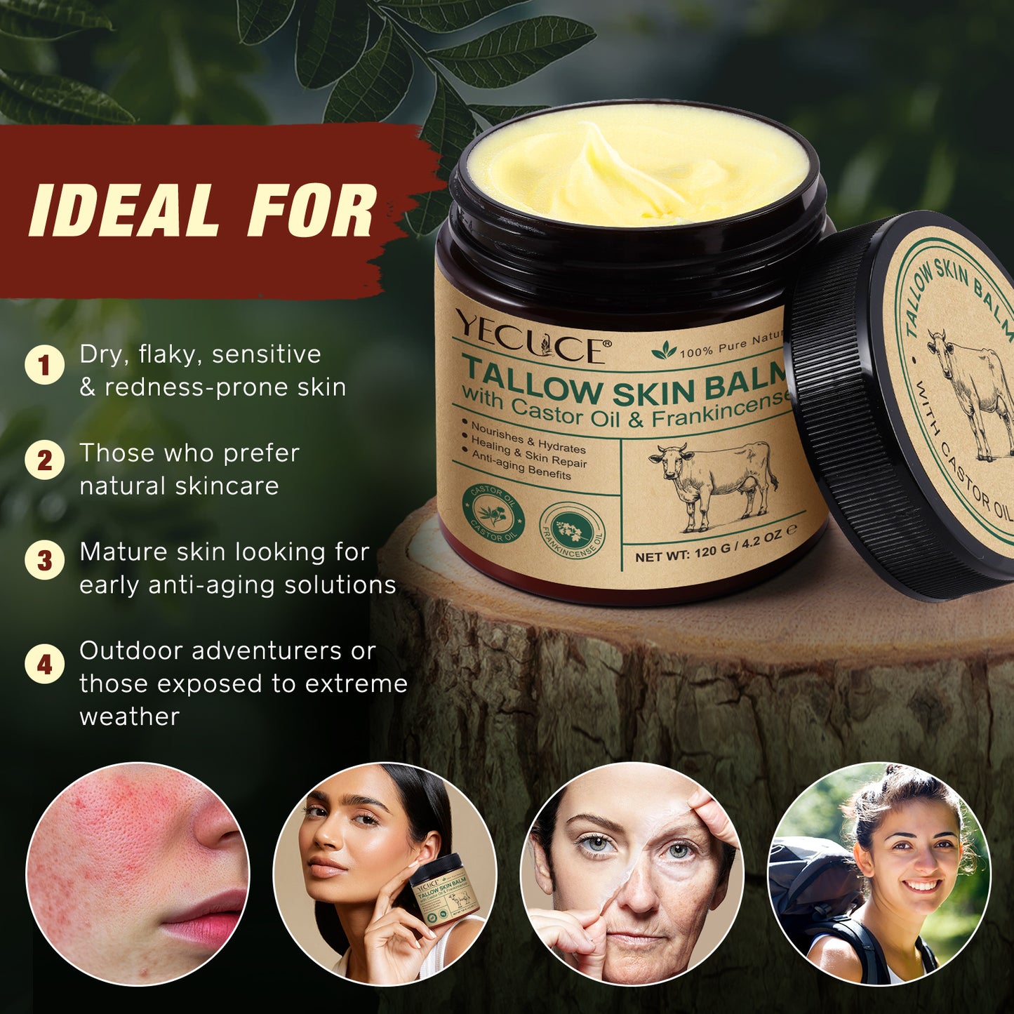 YECUCE TALLOW SKIN BALMwith Castor Oil & Frankincense