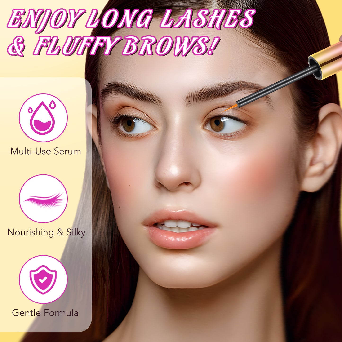 Yecuce Lash Serum - 5ml Rapid Eyelash Growth Serum,eyelash serum,Lash Serum for Eyelash Growth Thickness, Stronger, Healthier Lashes & Brows, Vegan & Cruelty-Free