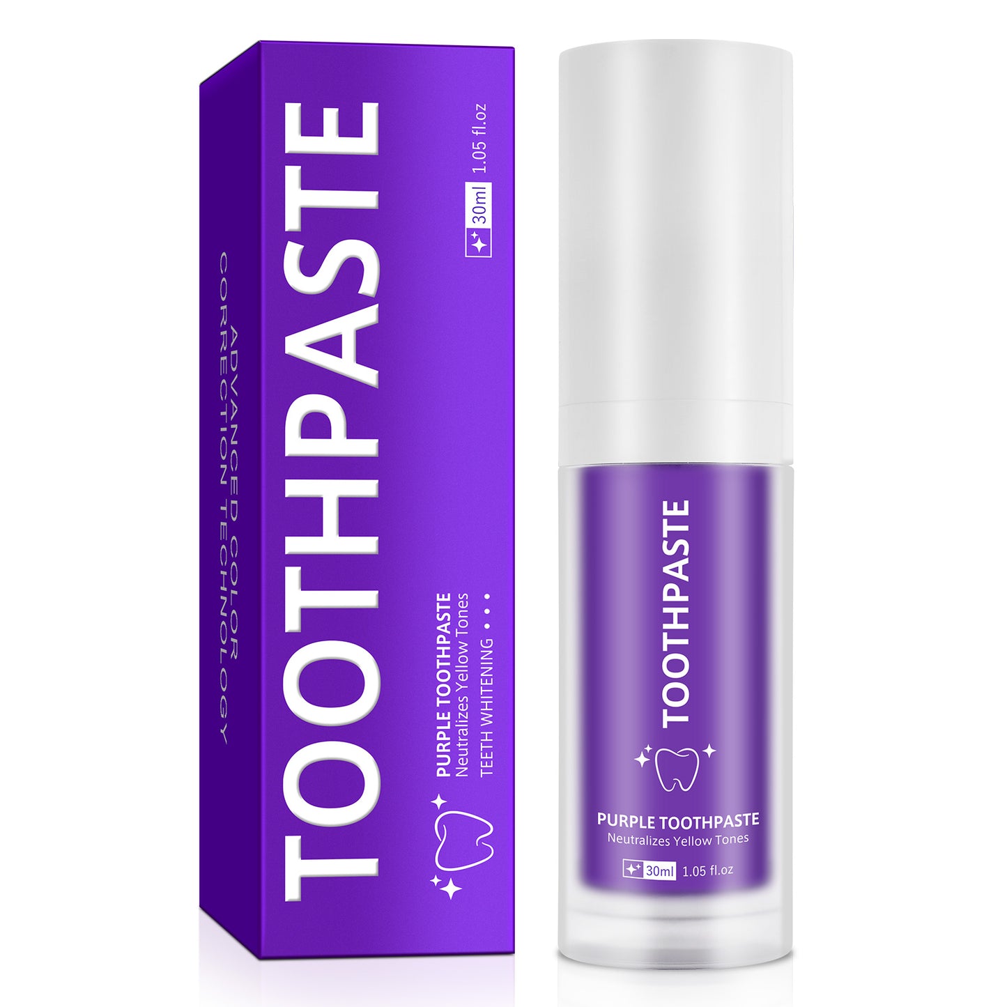 Yecuce Purple Toothpaste for Teeth Whitening, Instant Brightening Teeth Whitening Color Corrector, Gentle on Enamel White Brilliance Teeth Whitening Kit, Tooth Whitening Booster for Tooth Stain Removal, 30ml