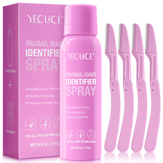 Yecuce Hair identification Spray For Face Shaving, Hair identificationing Spray, Face Hair identification Spray, Moisturizing And Skin Care Dermaplaner Set Spray