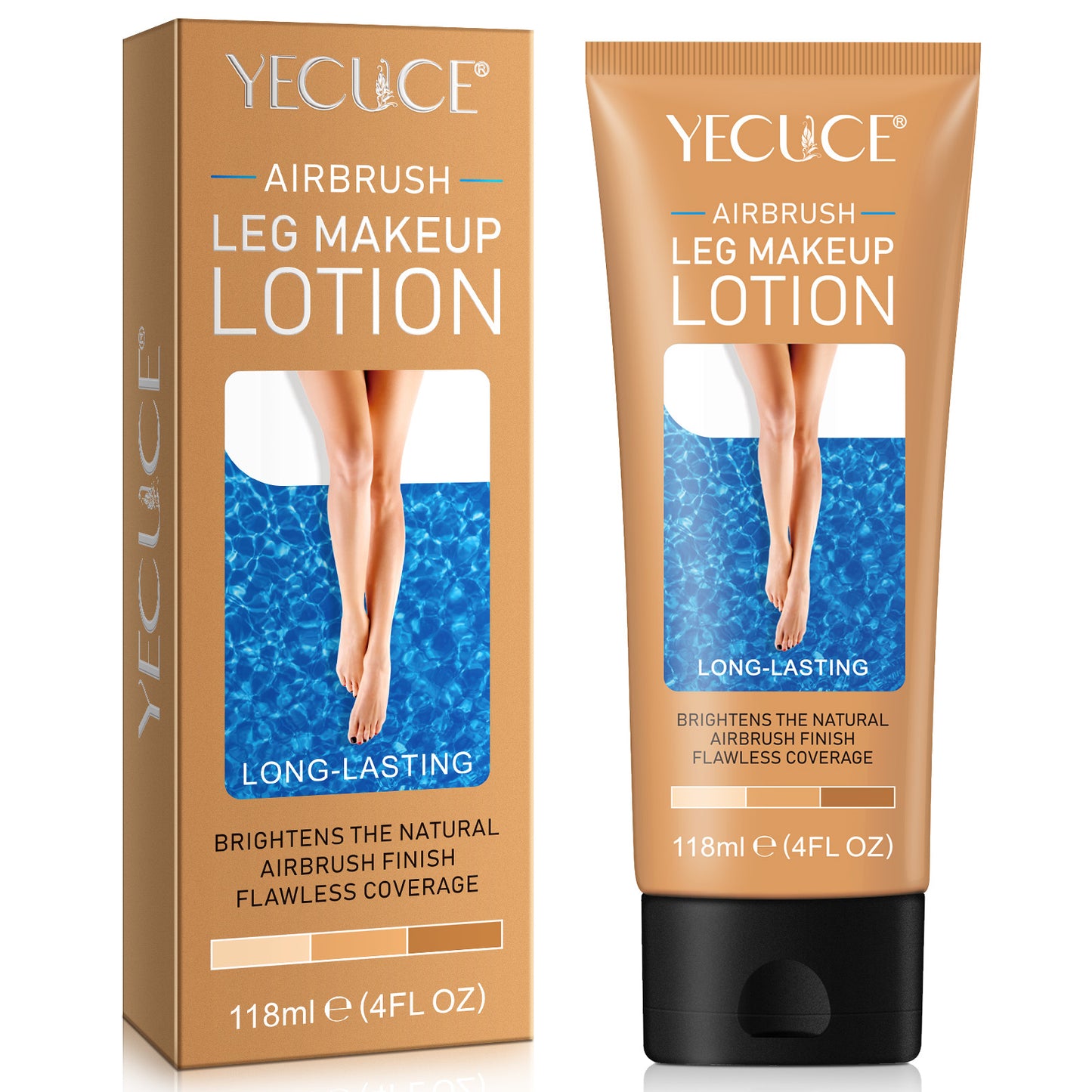 Yecuce AIRBRUSH,LEG MAKEUP LOTION,LONG-LASTING,BRIGHTENS THE NATURAL AIRBRUSH FINISH FLAWLESS COVERAGE,118ml