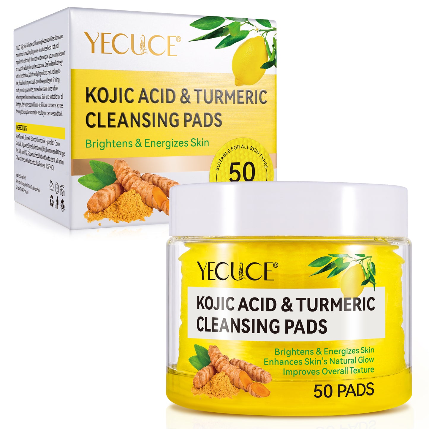 Yecuce KOJIC ACID & TURMERIC CLEANSING PADS 50PADS