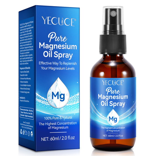 Yecuce 60ml Pure Magnesium Oil Spray - Non-GMO, Gluten-Free - Easy to Absorb - High Concentration Magnesium - Pure, Natural, Organic