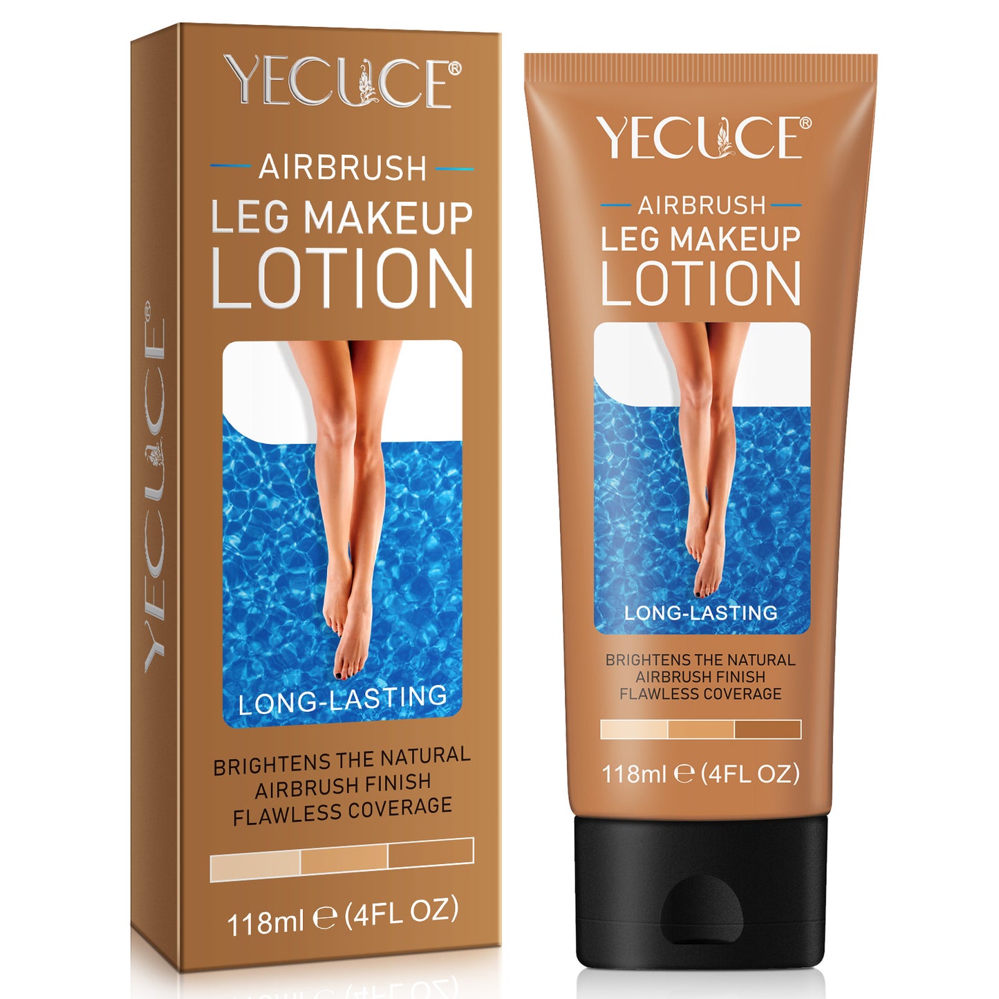 Yecuce AIRBRUSH,LEG MAKEUP LOTION,LONG-LASTING,BRIGHTENS THE NATURAL AIRBRUSH FINISH FLAWLESS COVERAGE,118ml