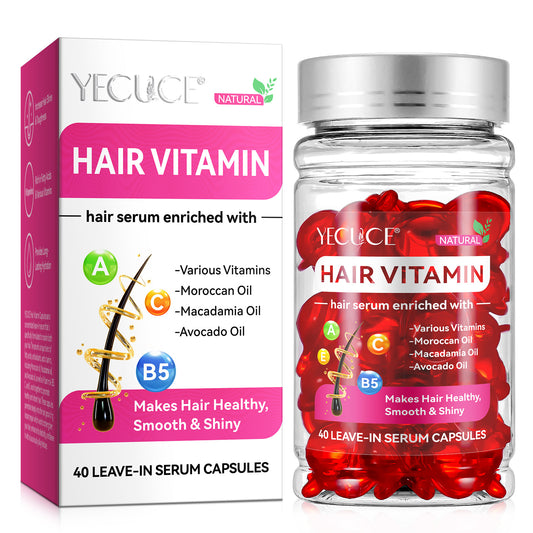 Yecuce Hair Treatment Serum 40PCS, Hair Vitamins Capsule, Hair Styling Serum for Frizzy & Dry Hair, Styling & Moisturizing Oil Capsules with Avocado Oils, Leave-in Anti Frizz Conditioner Capsules