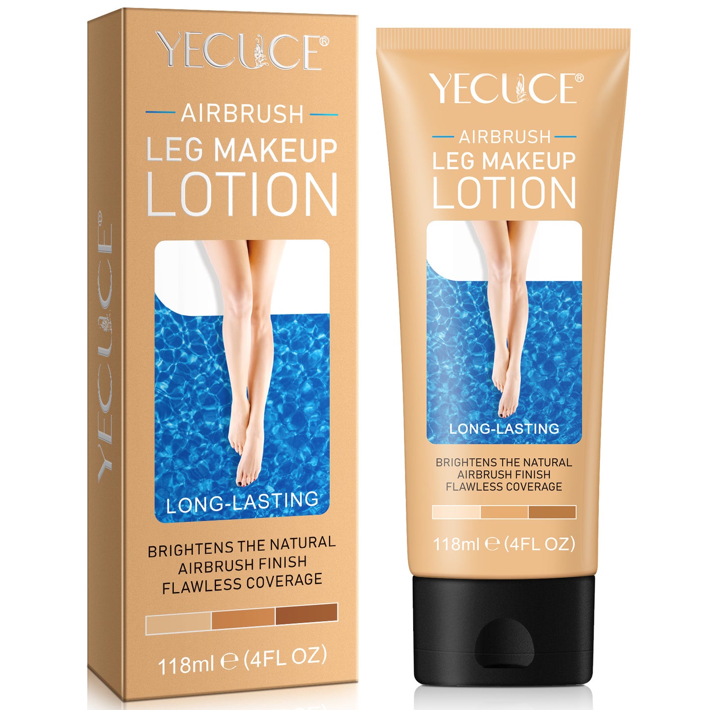 Yecuce AIRBRUSH,LEG MAKEUP LOTION,LONG-LASTING,BRIGHTENS THE NATURAL AIRBRUSH FINISH FLAWLESS COVERAGE,118ml