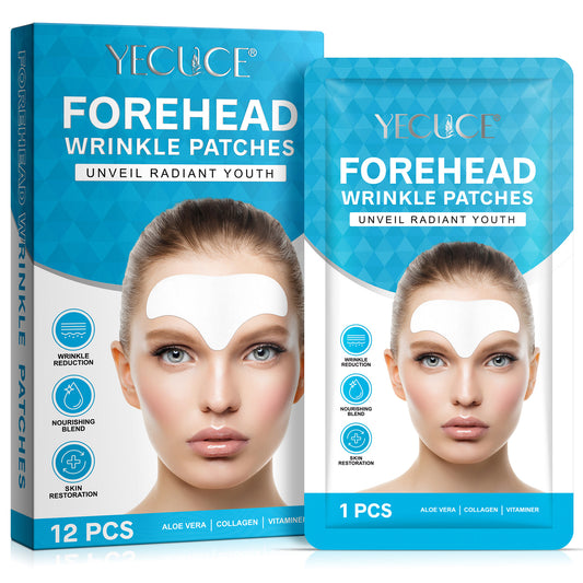 Yecuce Forehead Wrinkle Patches 12Pcs, Anti Wrinkle Facial Patches with Aloe, Vitamin E and Hydrolyzed Collagen for Smoothing and Softening Fine Lines, Forehead Wrinkle Treatment