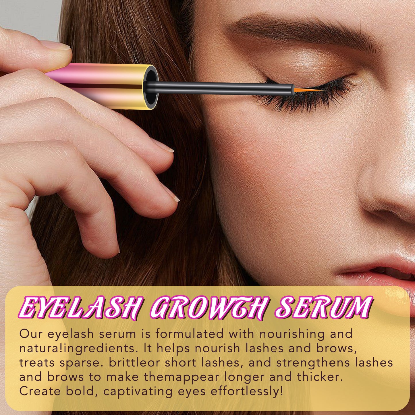 Yecuce Lash Serum - 5ml Rapid Eyelash Growth Serum,eyelash serum,Lash Serum for Eyelash Growth Thickness, Stronger, Healthier Lashes & Brows, Vegan & Cruelty-Free