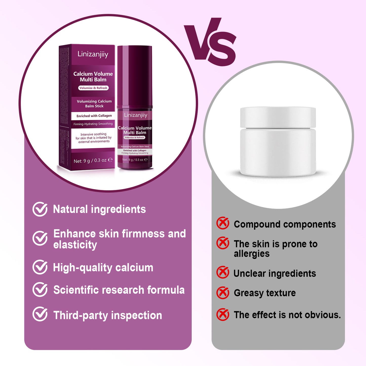 Calcium Multi Balm Stick, 2 PCS Calcium Volume Multi Balm, Anti-aging, Hydrating, Collagen Stick for Face, Eyes, Neck