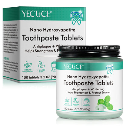 Yecuce Toothpaste Tablets 150PCS, Fluoride Free Toothpaste Tabs, Antiplaque Whitening Toothpaste Tablets, Sensitive Toothpaste Bites for Kids and Adults, Chewable Toothpaste Tablet, Travel Mouthwash Tablets