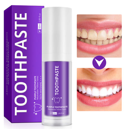 Yecuce Purple Toothpaste for Teeth Whitening, Instant Brightening Teeth Whitening Color Corrector, Gentle on Enamel White Brilliance Teeth Whitening Kit, Tooth Whitening Booster for Tooth Stain Removal, 30ml