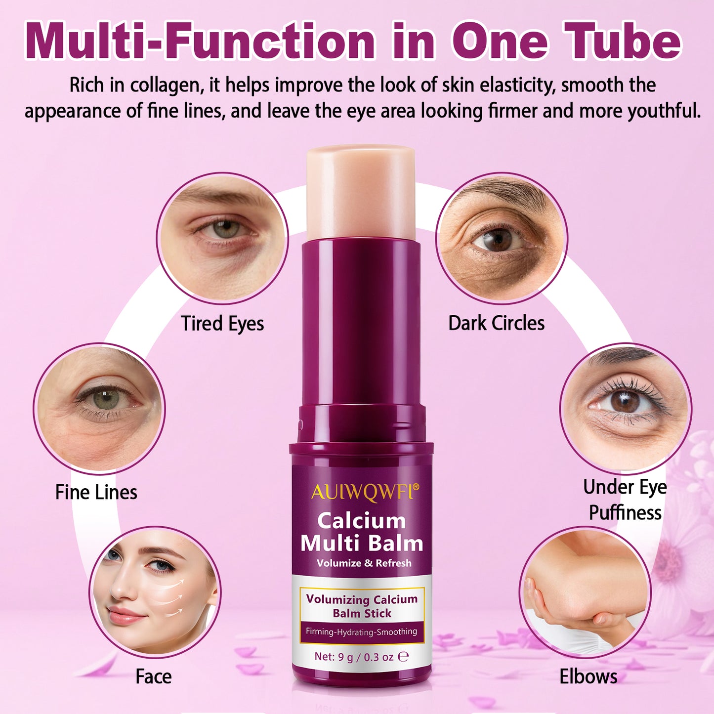 AUIWQWFI Calcium Multi Balm Stick - Moisturizing Cream, Visibly Reduces Wrinkles & Firms Skin, All-in-One Face, Eye & Neck Care for Women & Men, 9g