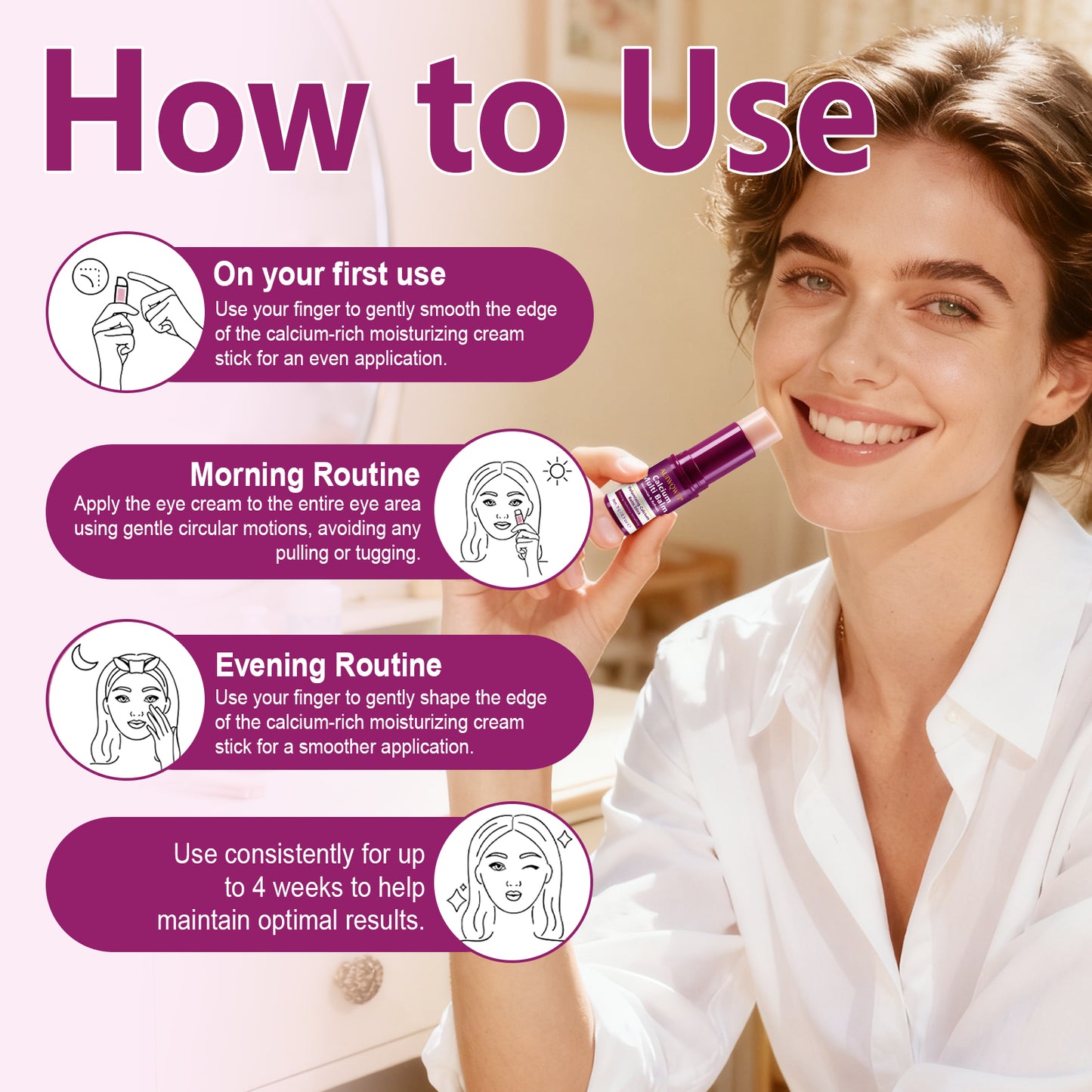 AUIWQWFI Calcium Multi Balm Stick - Moisturizing Cream, Visibly Reduces Wrinkles & Firms Skin, All-in-One Face, Eye & Neck Care for Women & Men, 9g