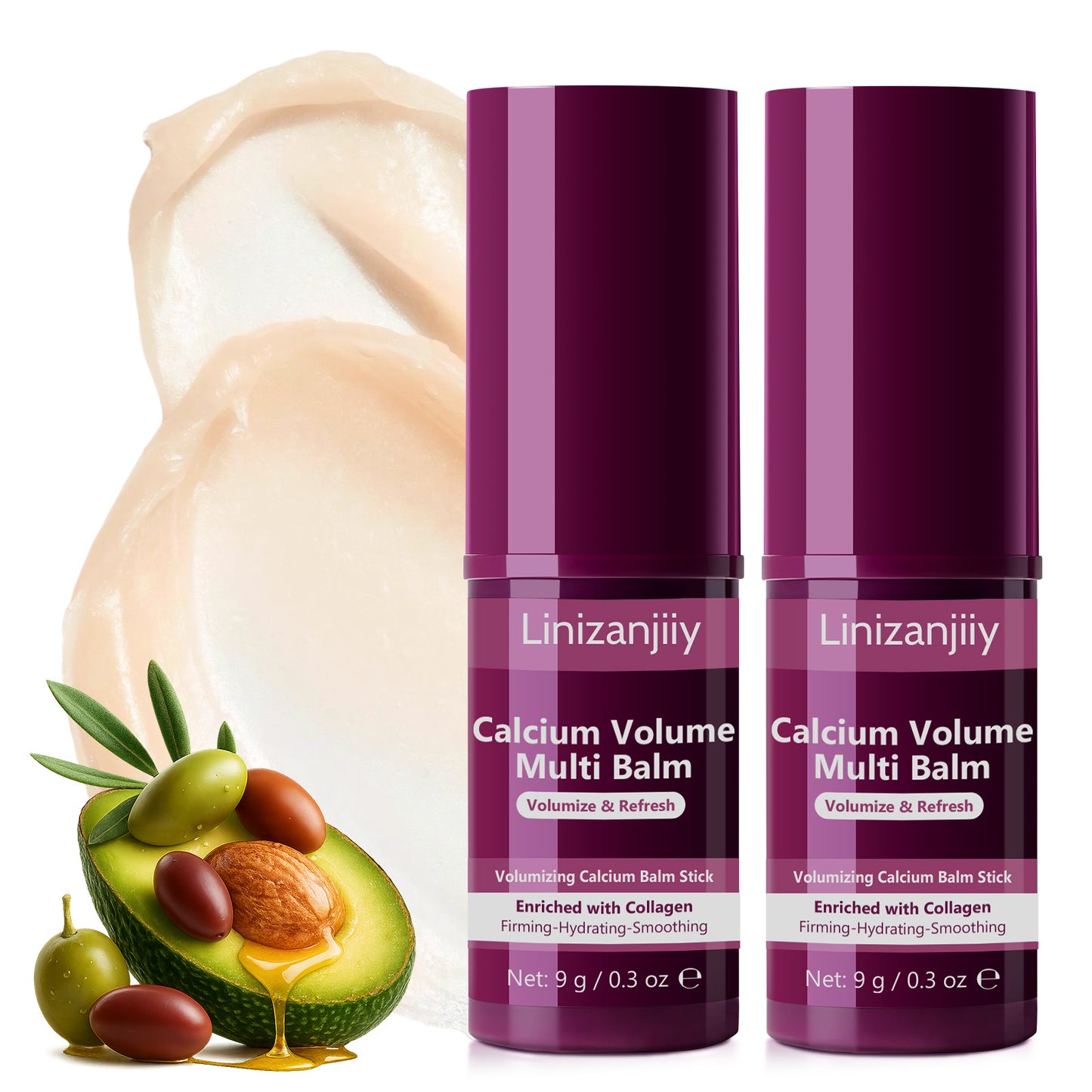Calcium Multi Balm Stick, 2 PCS Calcium Volume Multi Balm, Anti-aging, Hydrating, Collagen Stick for Face, Eyes, Neck