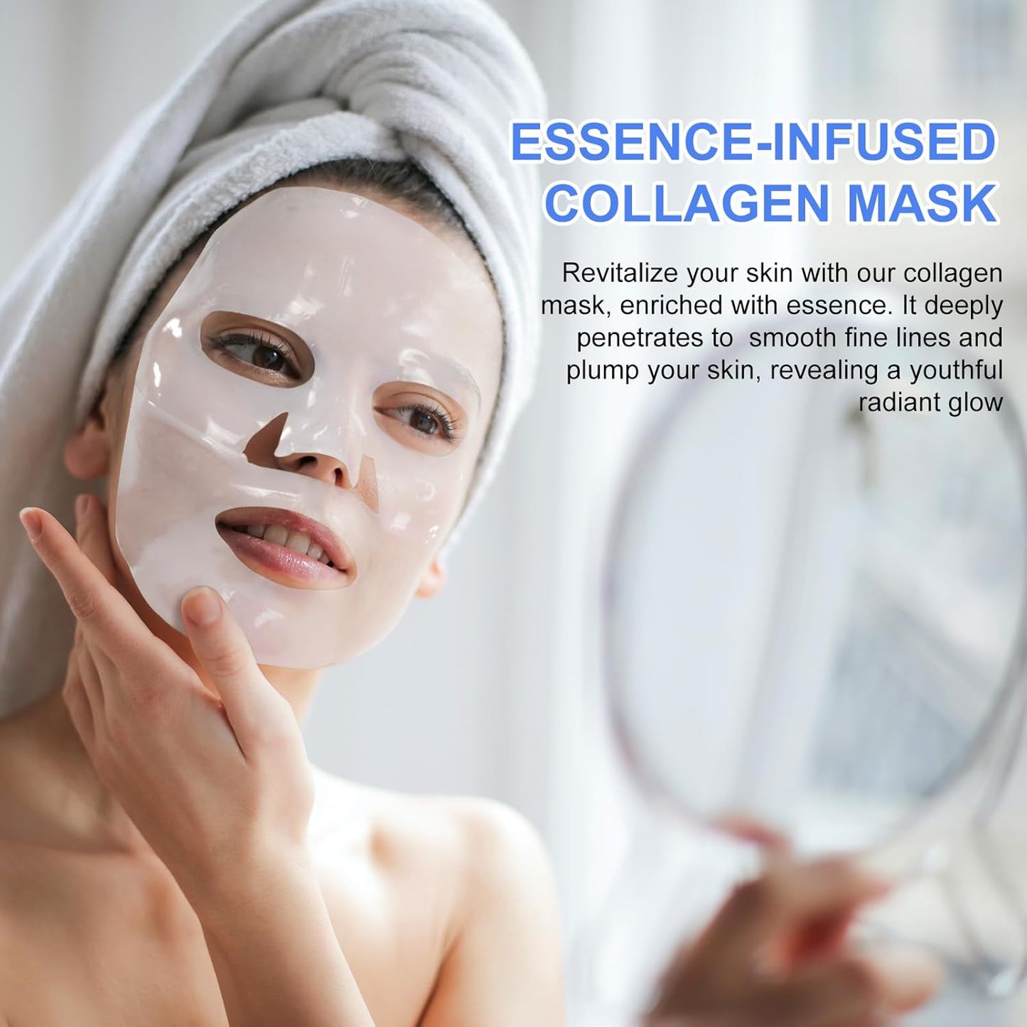 Yecuce Collagen Face Mask 6P, Collagen Hydrogel Mask, Moisturize, Firm & Enhance Skin Vitality, Pore Minimizing, Elasticity Improvement 6 Packs