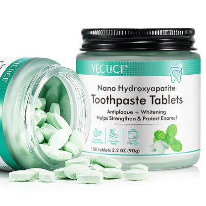 Yecuce Toothpaste Tablets 150PCS, Fluoride Free Toothpaste Tabs, Antiplaque Whitening Toothpaste Tablets, Sensitive Toothpaste Bites for Kids and Adults, Chewable Toothpaste Tablet, Travel Mouthwash Tablets