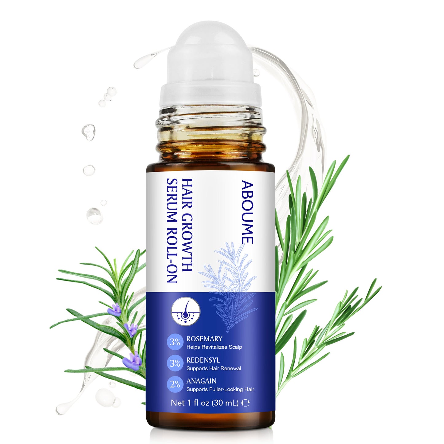 Hair Growth Serum Roll On, Hair Growth Serum Rosemary Oil Helps Hair Growth for Men and Women, Support Scalp Health, Fast-Absorbing, Non-Greasy (1PCS)