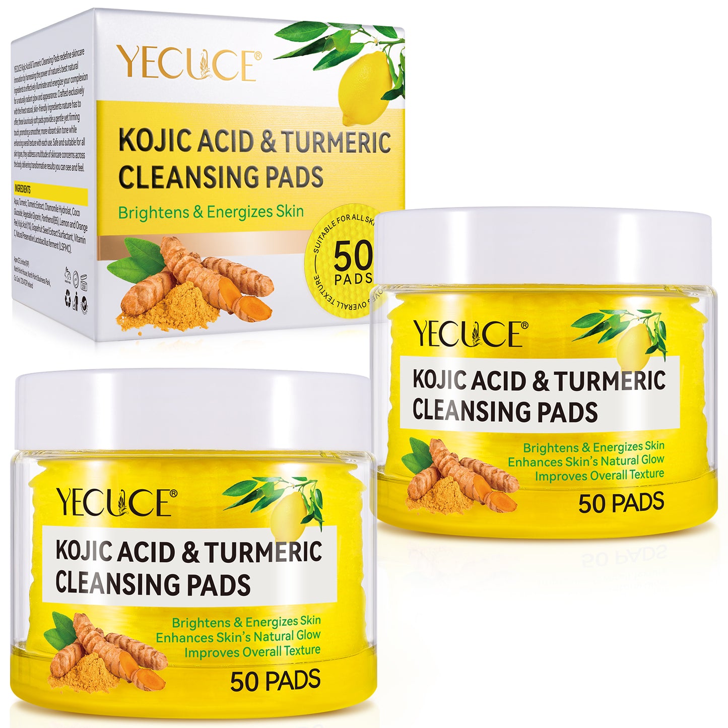 Yecuce KOJIC ACID & TURMERIC CLEANSING PADS 50PADS