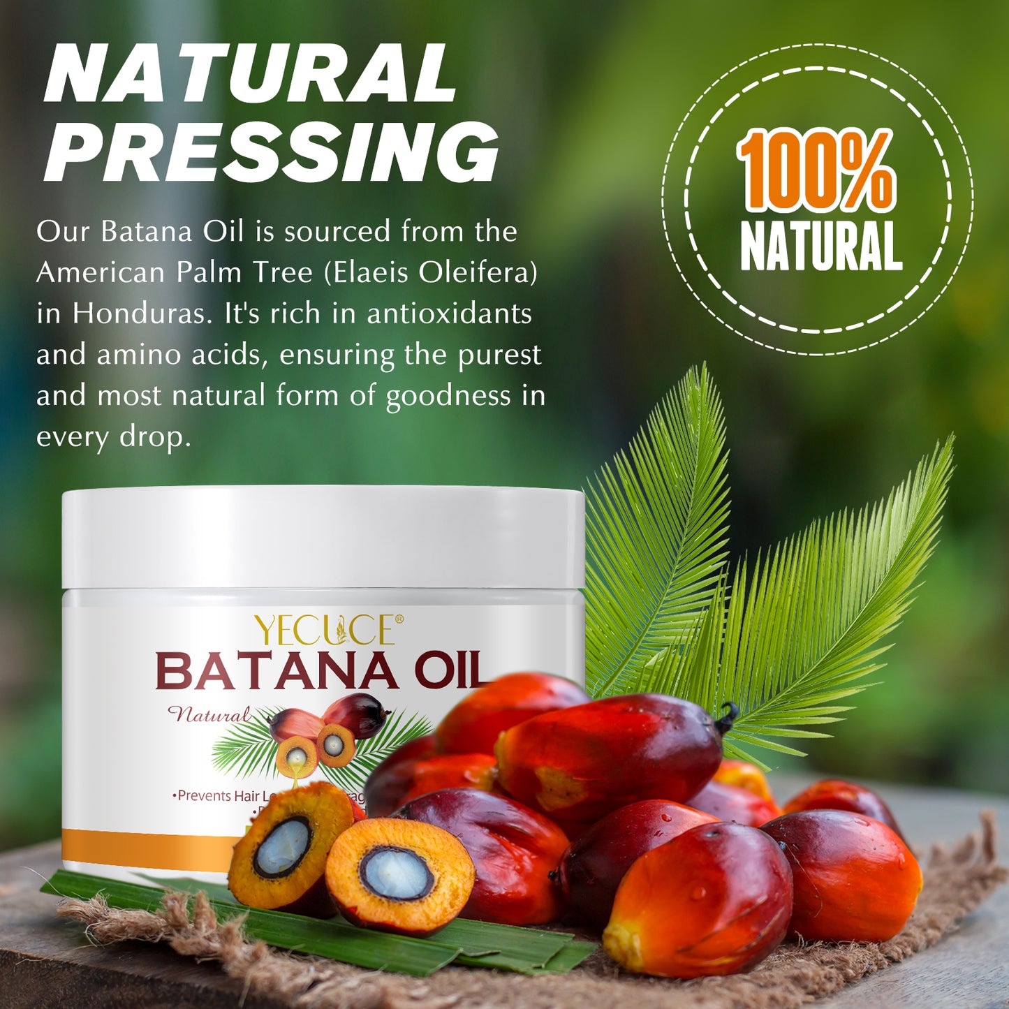 Yecuce Dr. Sebi Raw Batana Oil For Hair Growth,100% Pure,Unrefined Organic And Natural Batana Oil From Honduras - Promotes Hair Growth And Prevents Loss For Men & Women 120g