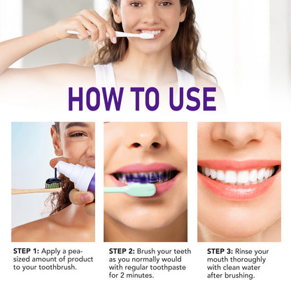 Yecuce Purple Toothpaste for Teeth Whitening, Instant Brightening Teeth Whitening Color Corrector, Gentle on Enamel White Brilliance Teeth Whitening Kit, Tooth Whitening Booster for Tooth Stain Removal, 30ml