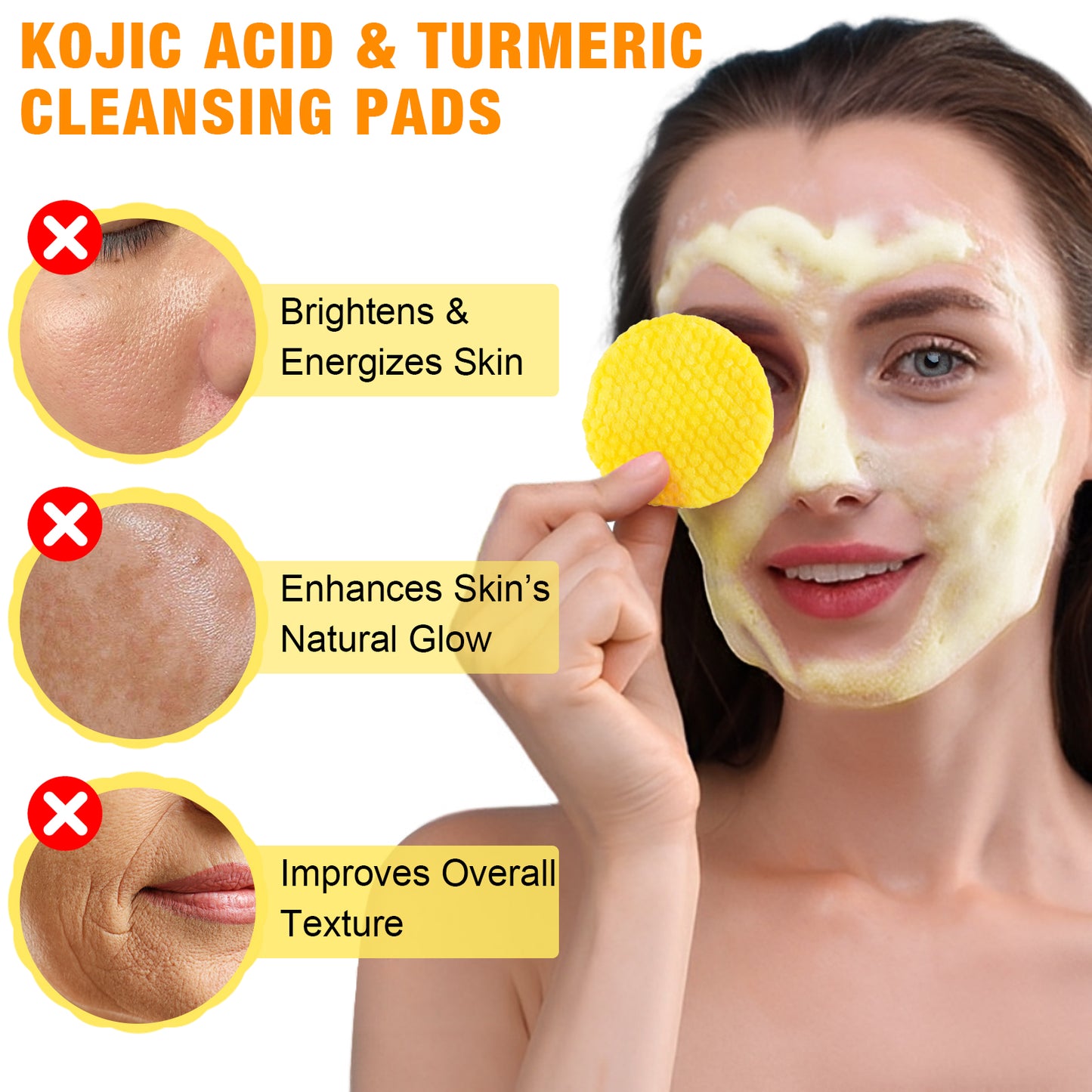 Yecuce KOJIC ACID & TURMERIC CLEANSING PADS 50PADS