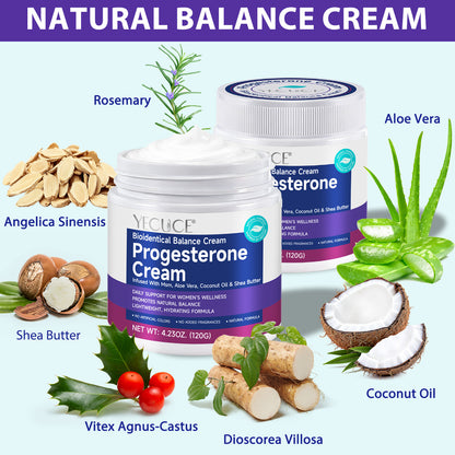 YECUCE Progesterone Cream 120G,Bioidentical Balance Cream,Infused With Msm, Aloe Vera, Coconut Oil & Shea Butter
